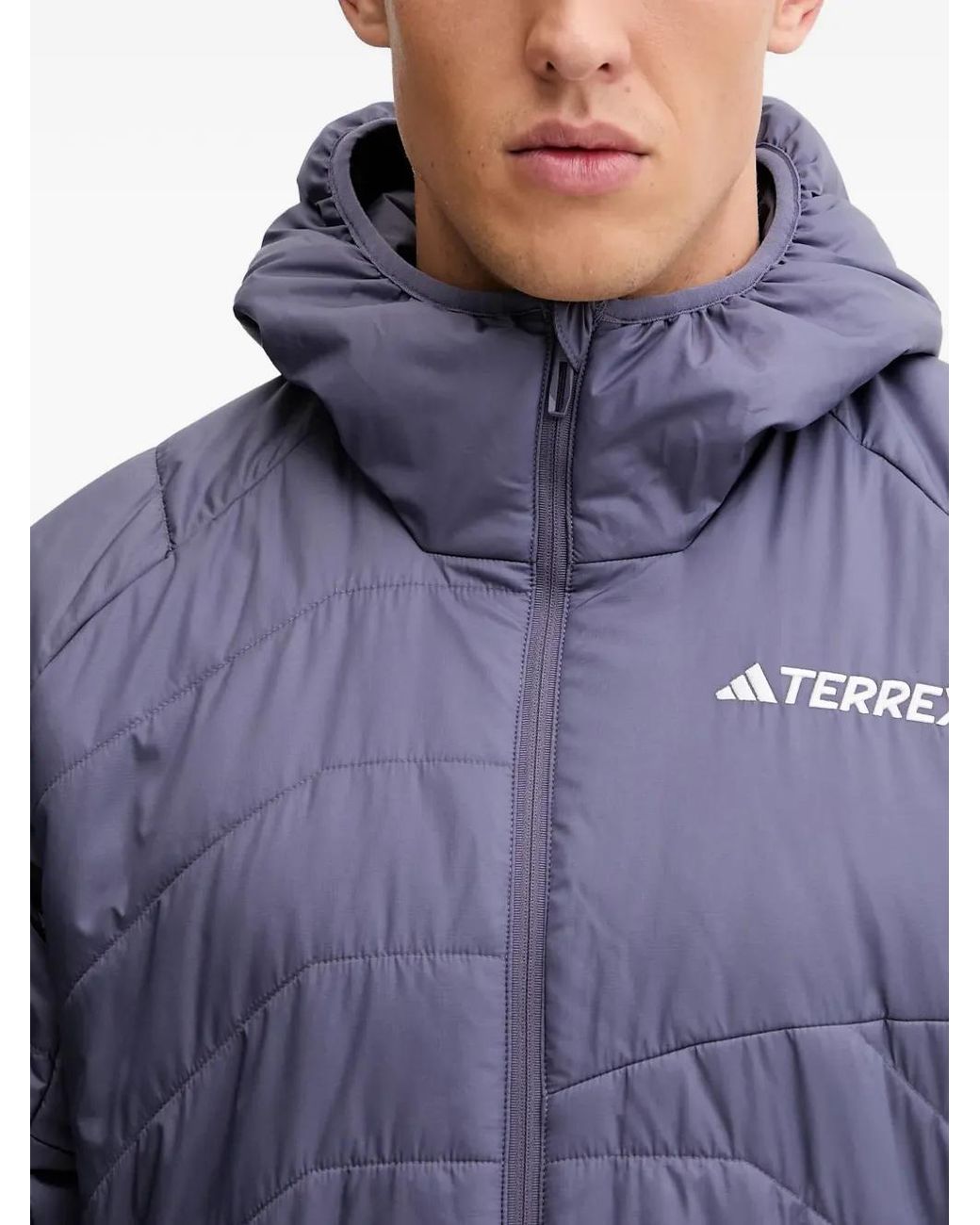 Adidas Blue Hooded Zip-Fastening Jacket for men