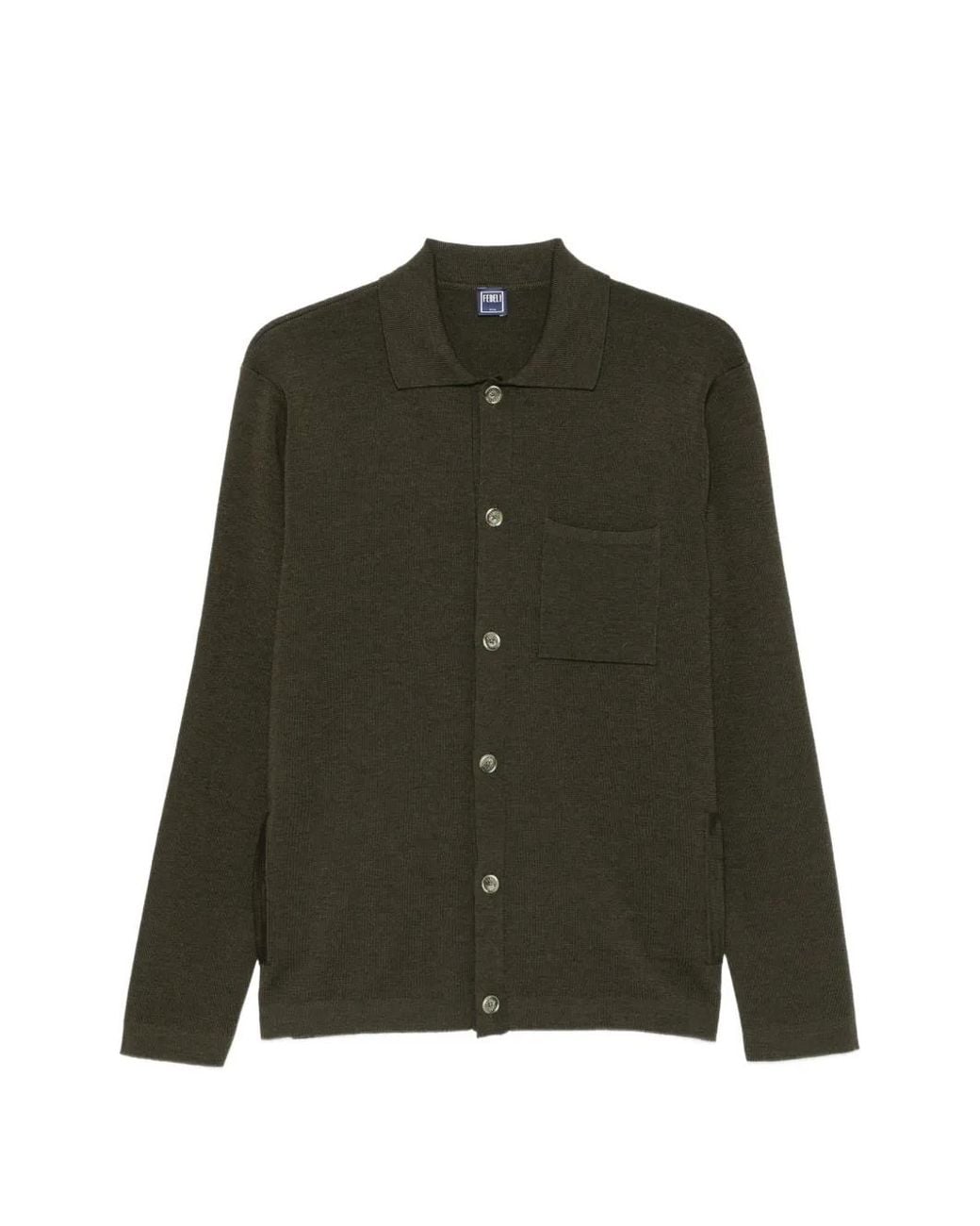 Fedeli Green Button-Up Cardigan for men