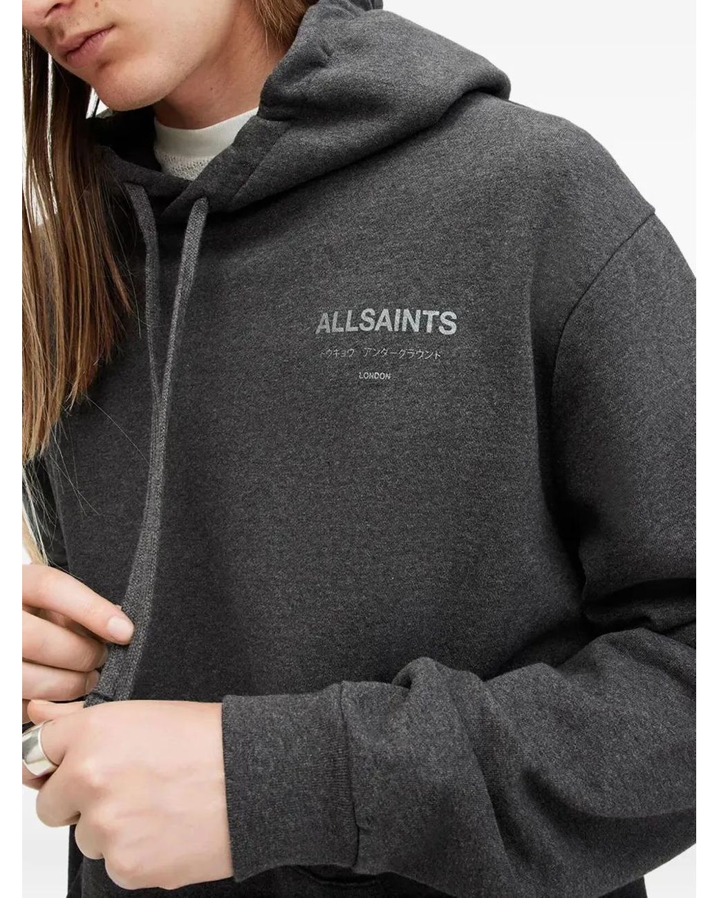 AllSaints Gray Underground Oth Hoodie for men
