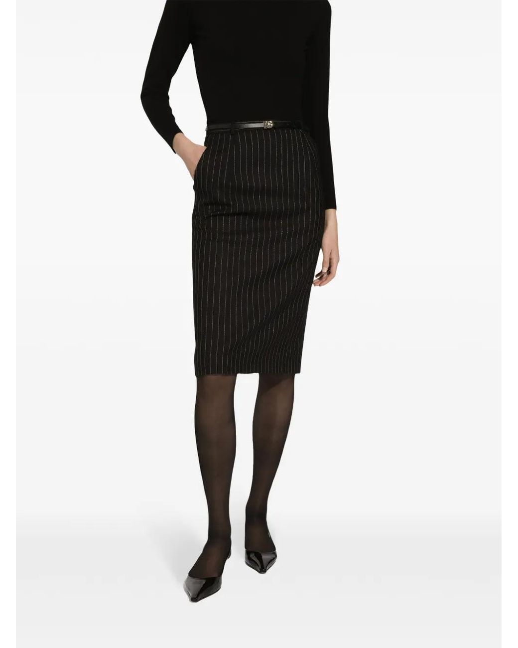 Dolce & Gabbana Black Pinstripe Skirt