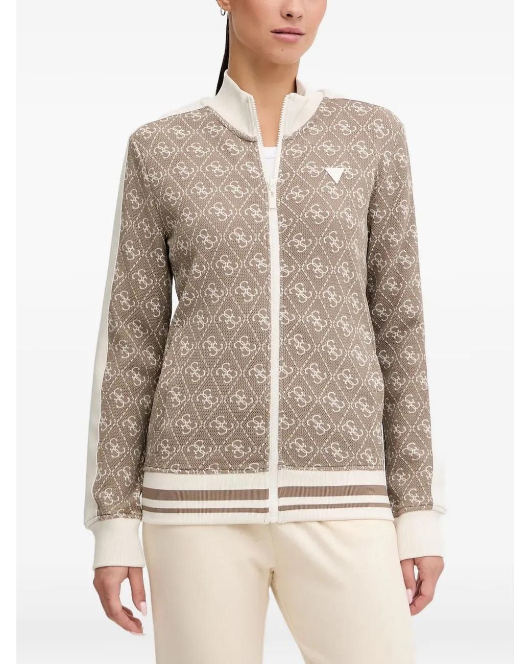 Guess Natural Monogram Zip Sweater