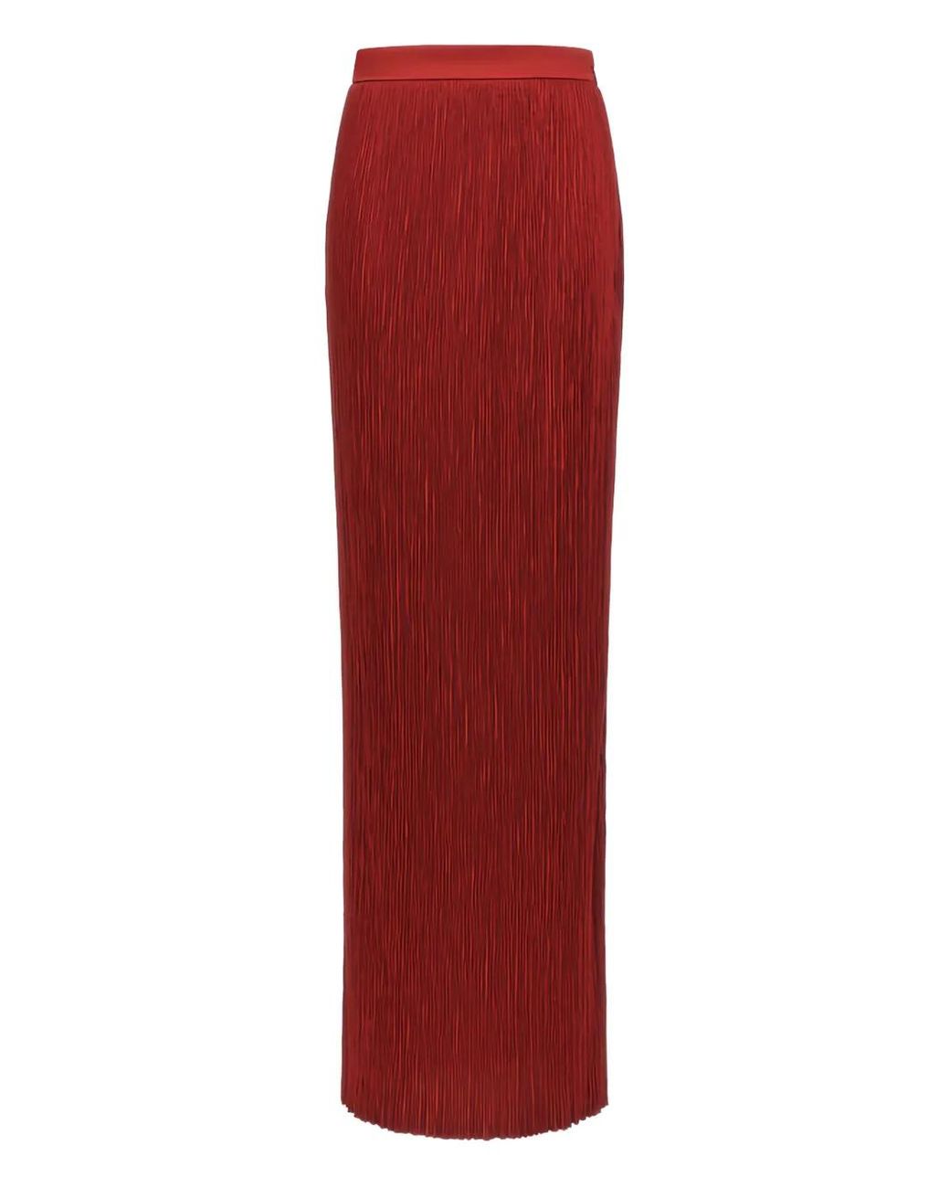 Roberto Cavalli Red Pleated Maxi Skirt