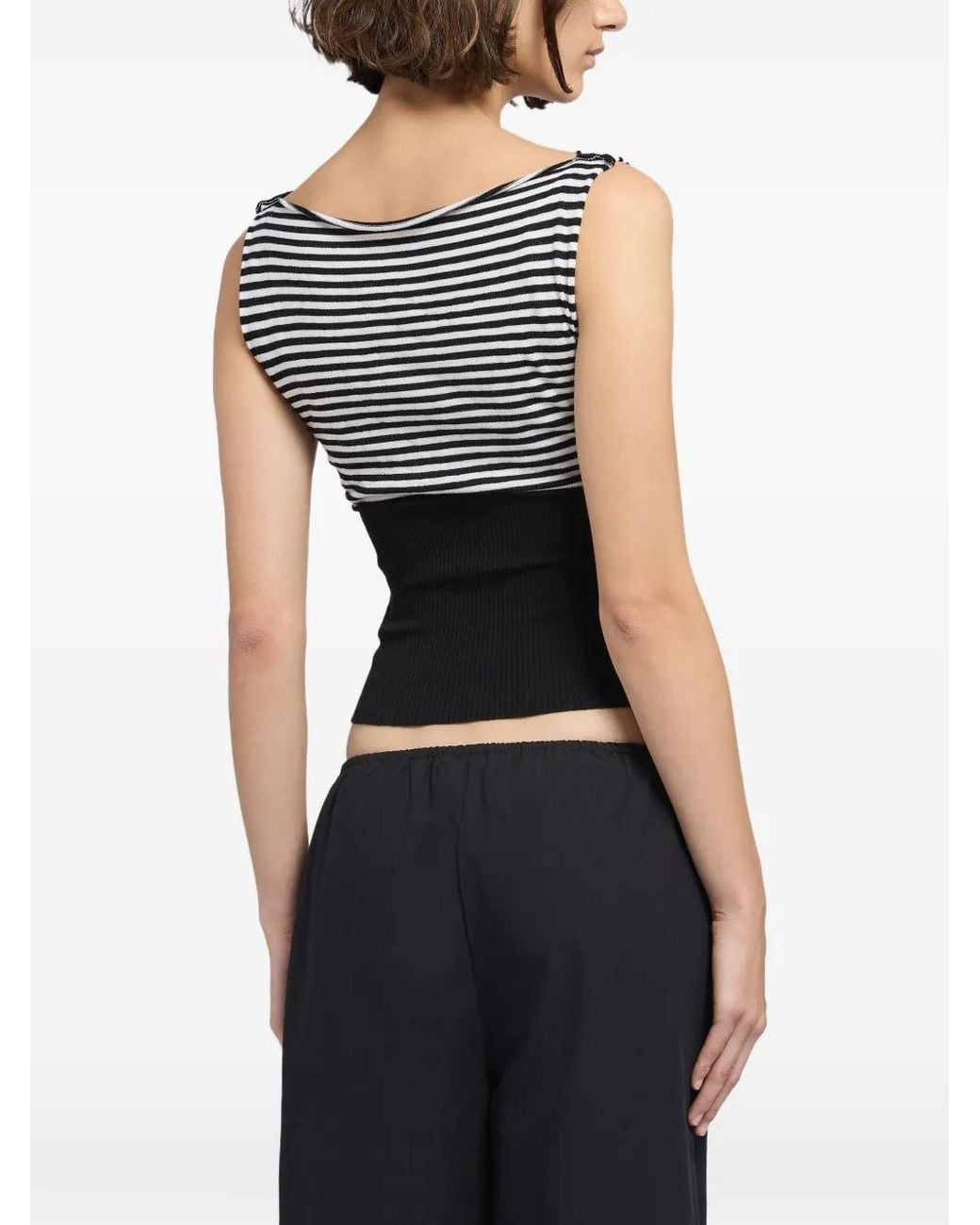GIMAGUAS Blue Otto Striped Ribbed-Knit Top