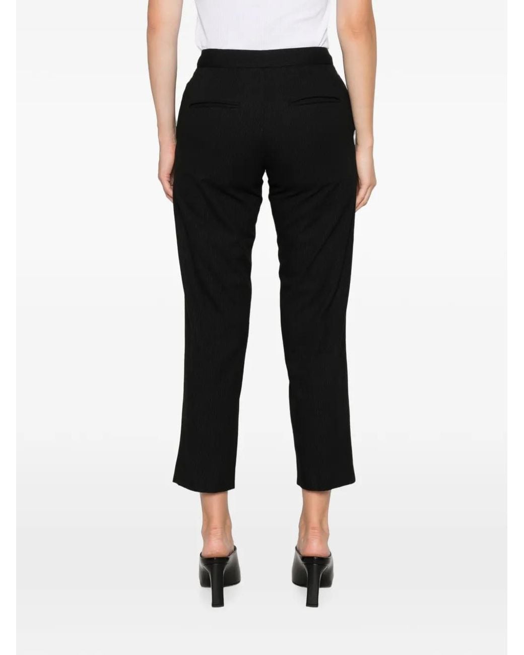 Frankie Shop Black Pinstripe-Pattern Cropped Trousers
