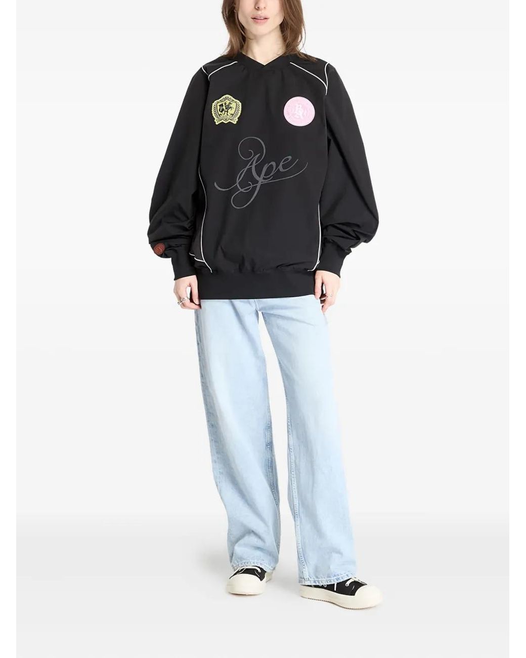 A Bathing Ape Black Multi-Patch Pullover