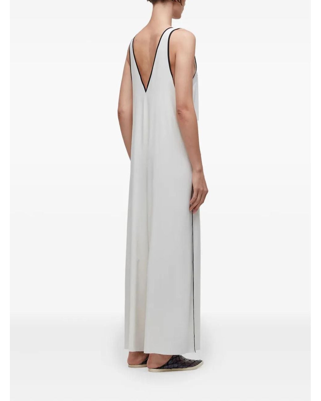 Osklen White V-Neck Side-Stripe Jumpsuit