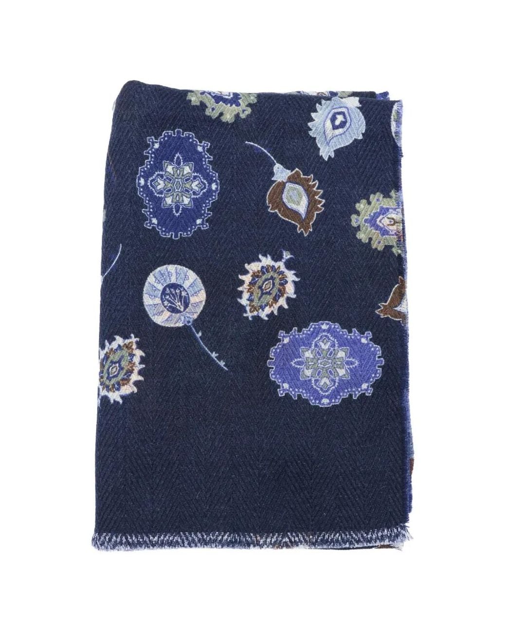 Altea Blue Paisley-Print Scarf for men