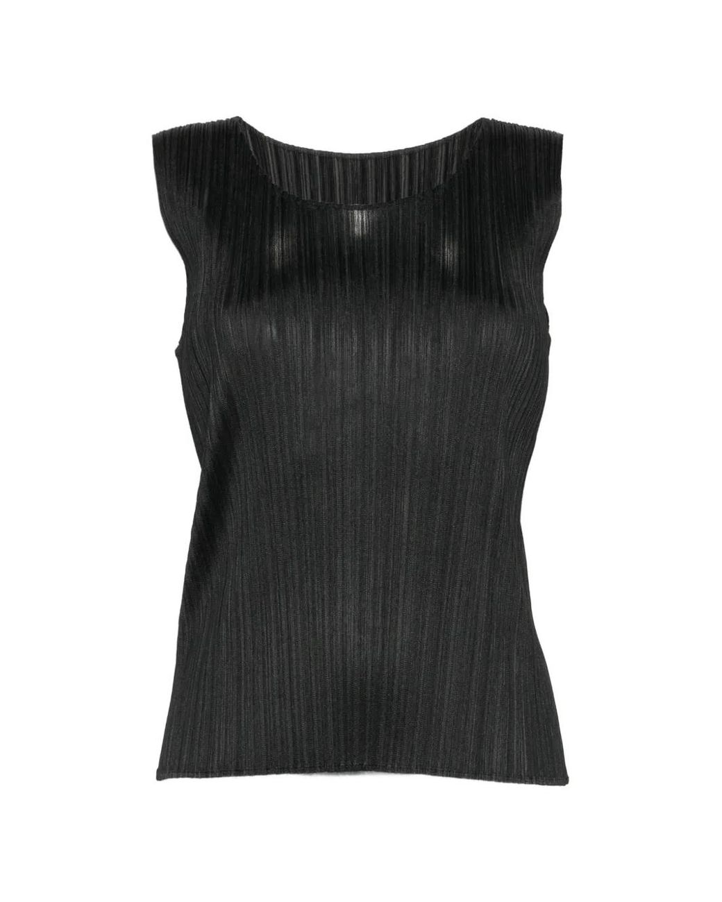 Pleats Please Issey Miyake Black Plissé-Effect Top