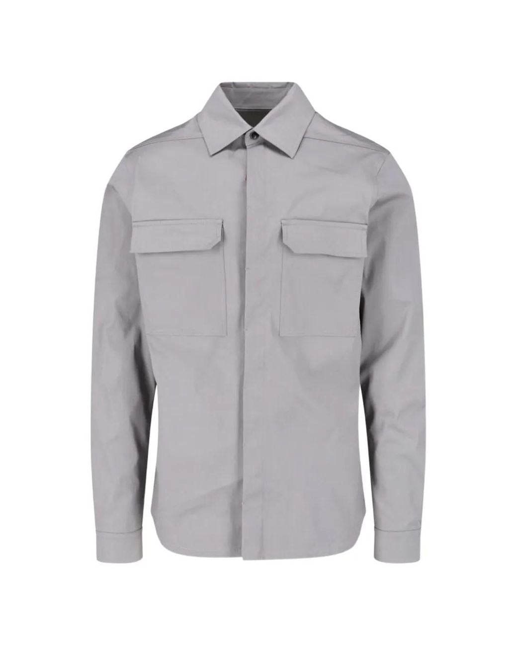 Rick Owens Gray Flap-Pocket Shirt for men