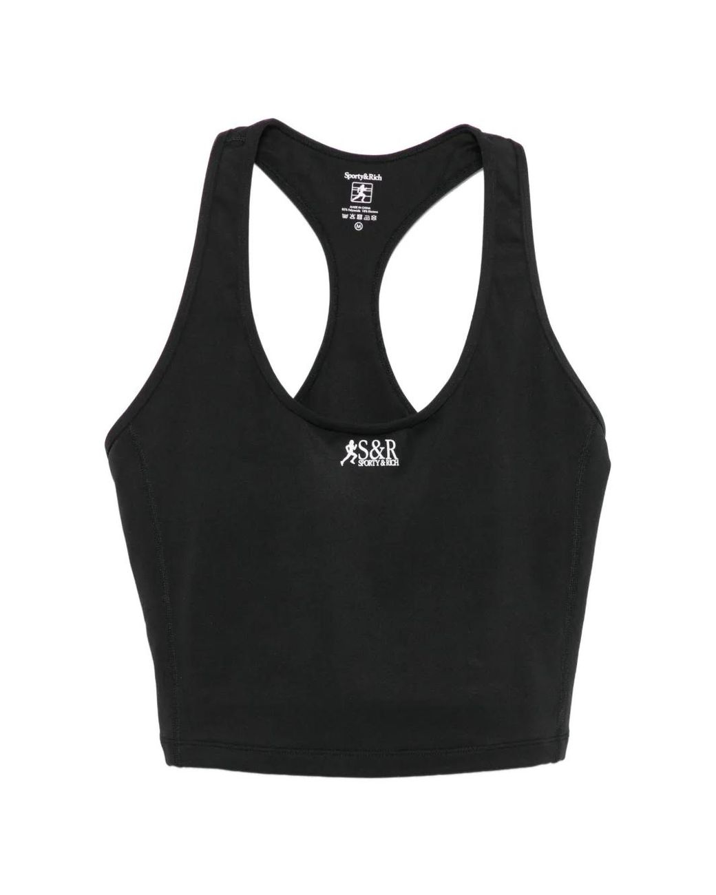 Sporty & Rich Black Logo-Print Racerback Sports Bra