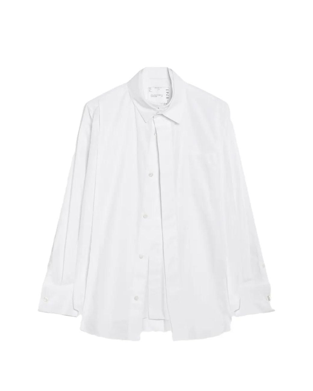 Sacai White Long-Sleeve Button-Down Shirt