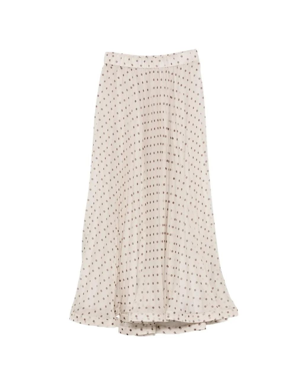 P.A.R.O.S.H. White Polka-Dot Pleated Maxi Skirt