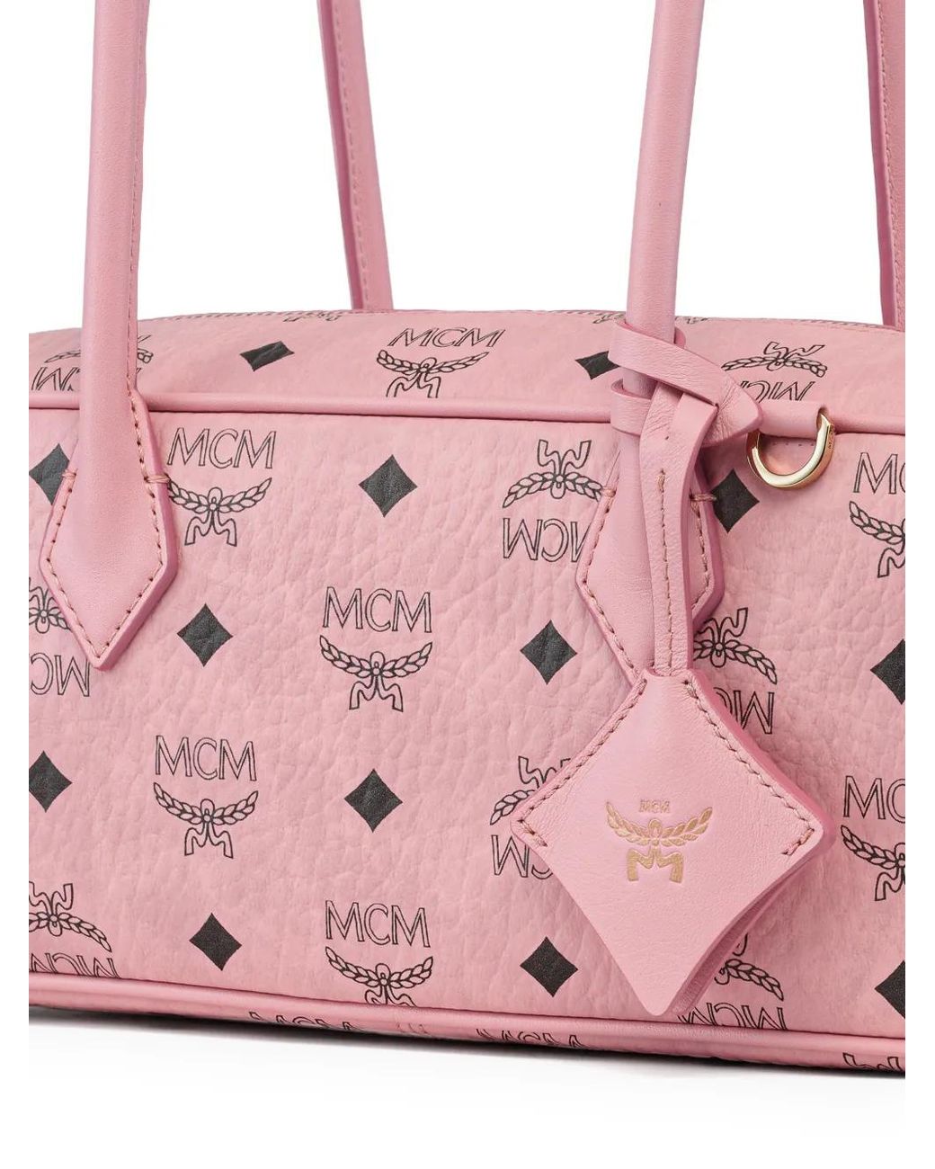 MCM Pink Aren Visetos Shoulder Bag