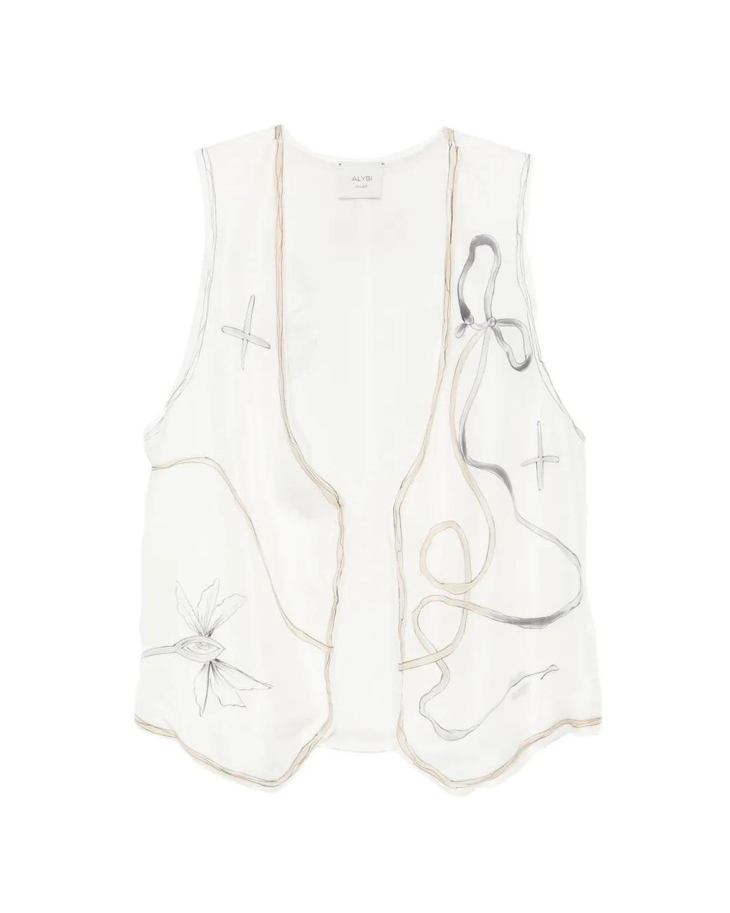 Alysi White Floral Sleeveless Vest