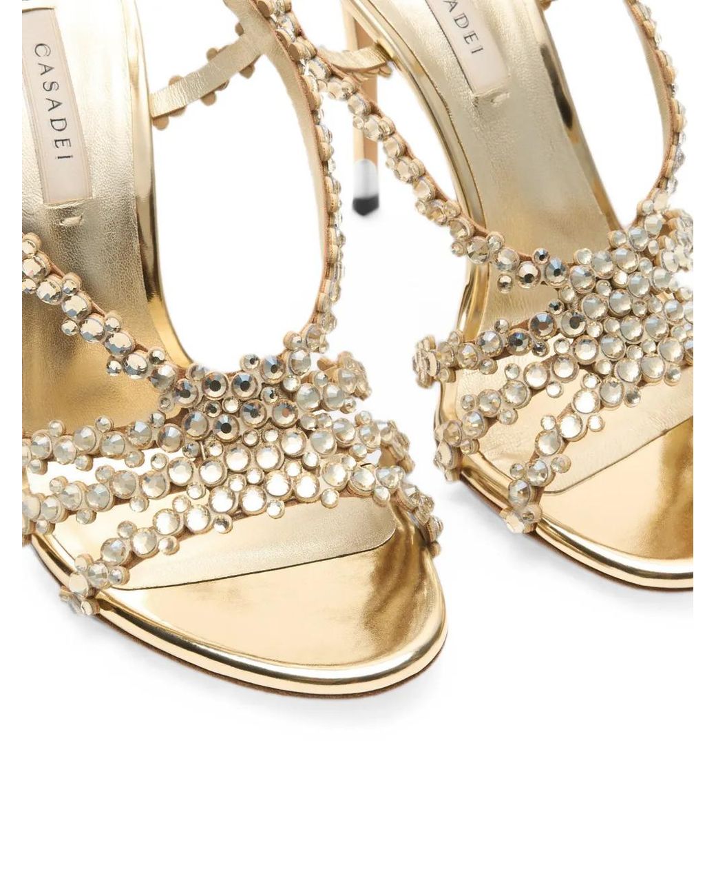 Casadei Metallic Julia C-Love Crystal-Embellished Sandals