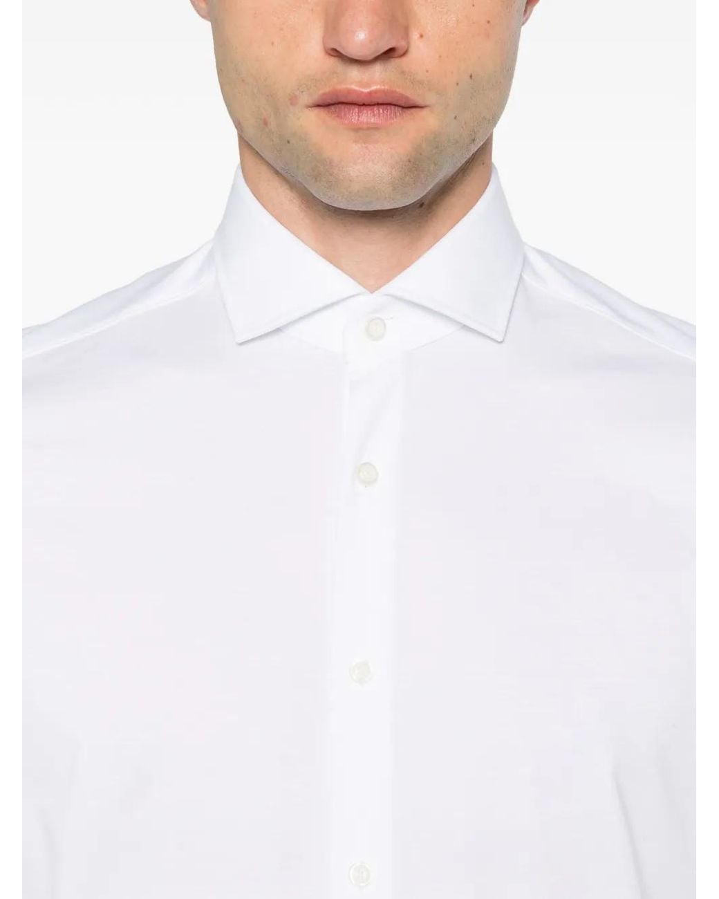 Olymp White Spread-Collar Long-Sleeve Shirt for men