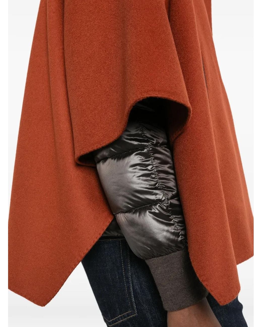 Moorer Orange High-Neck Cape Jacket