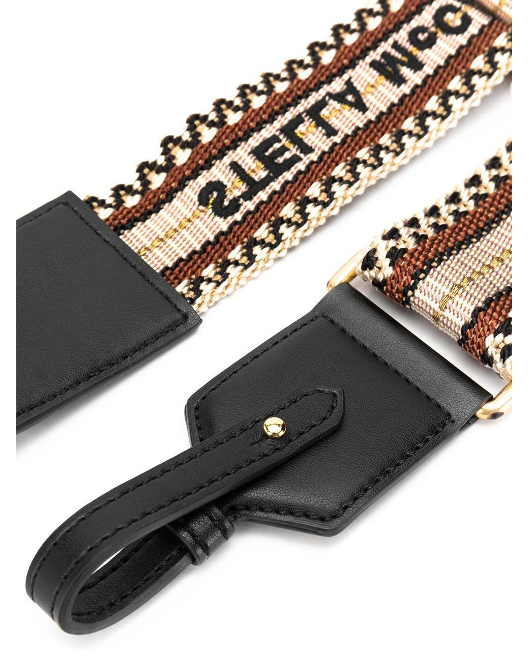 Stella McCartney Logo Embroidered Bag Strap in Brown Lyst