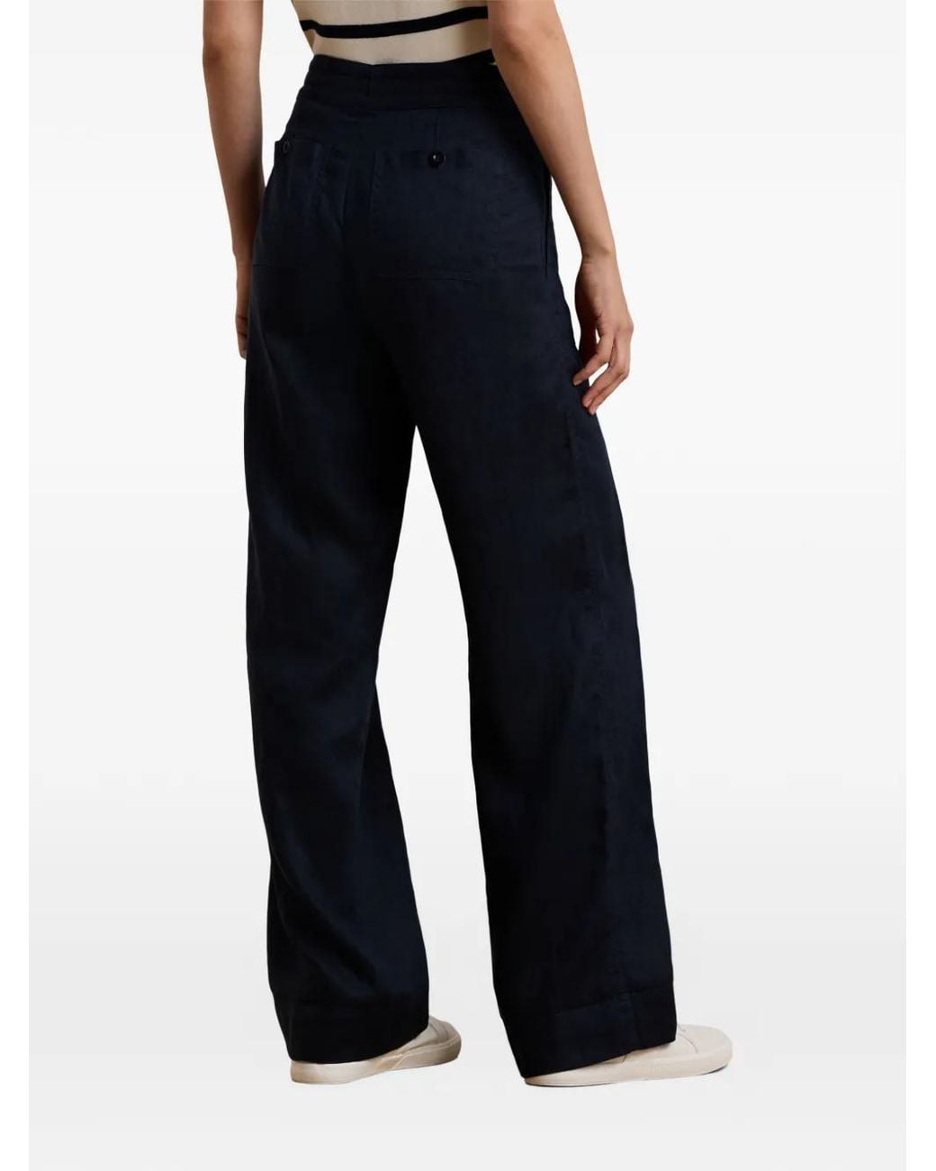 Ralph Lauren Blue Drawstring Linen Trousers