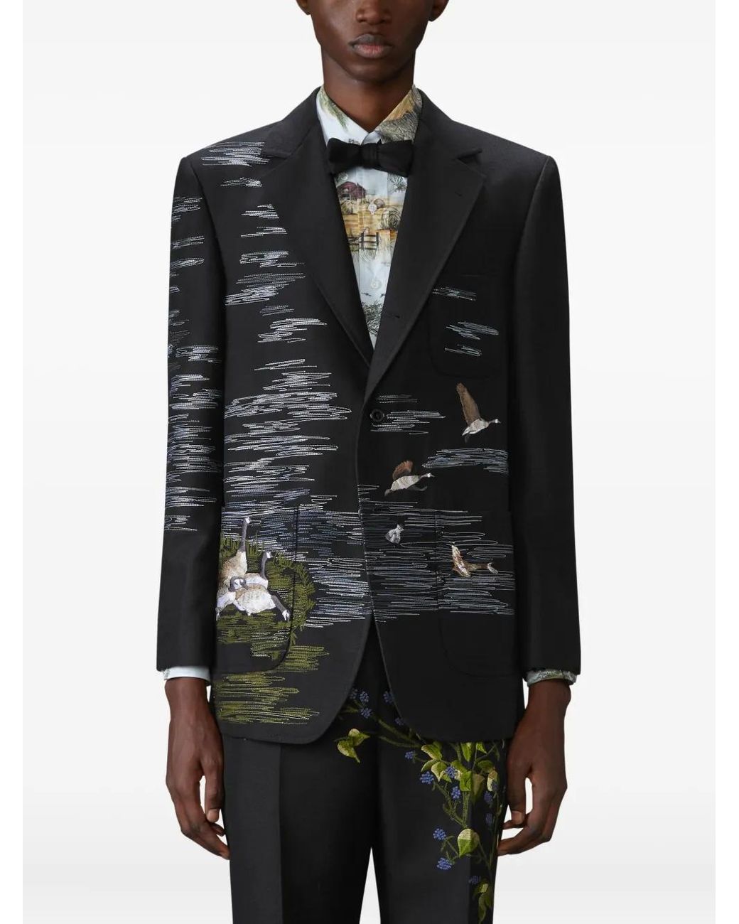 Thom Browne Black Embroidered Blazer for men