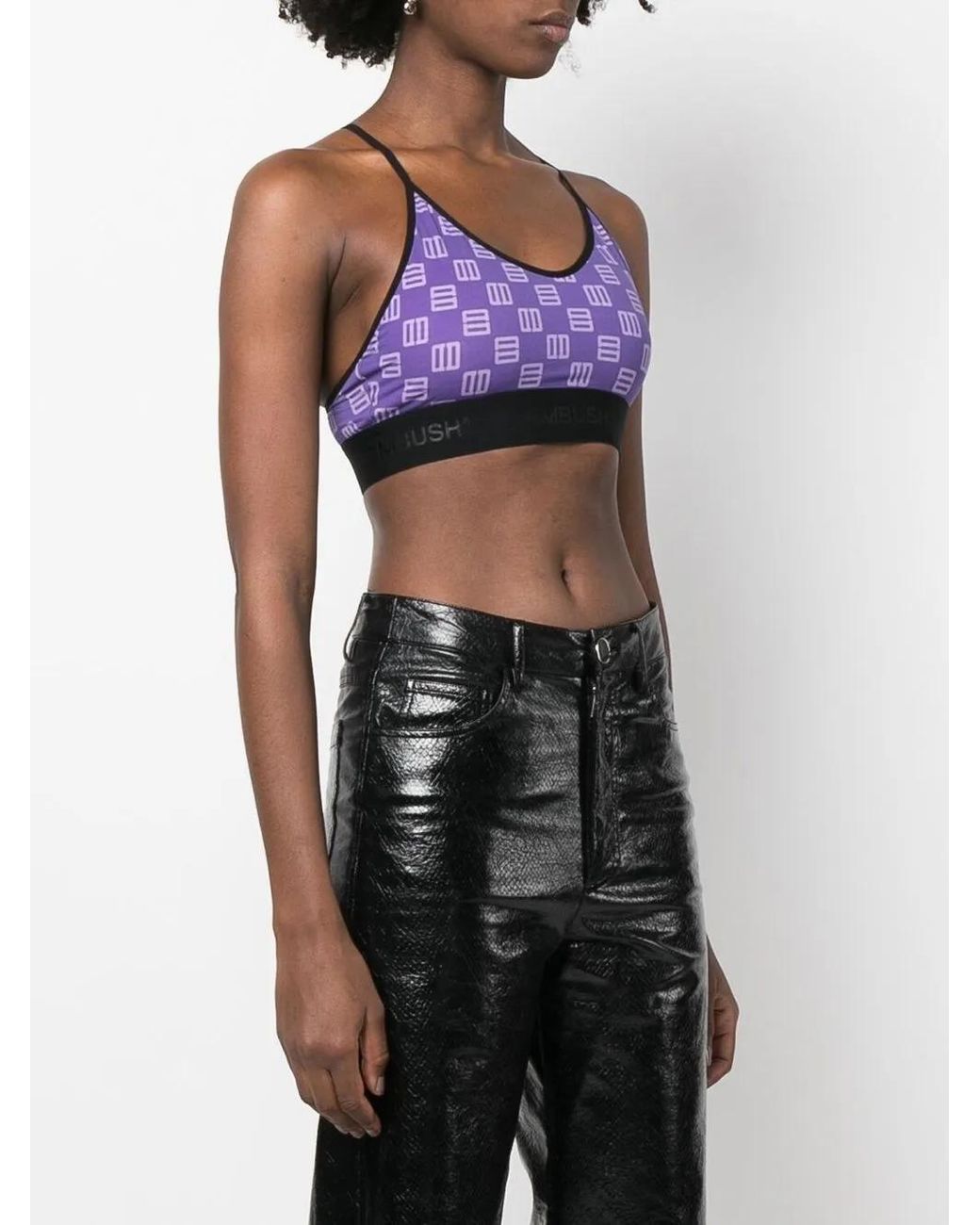 Ambush Purple Monogram-Print Bra Top