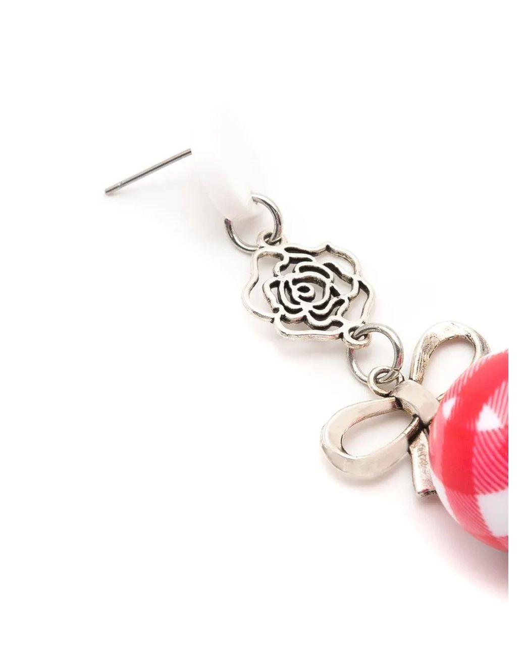 Amir Slama White Bow Heart-Motif Drop Earrings