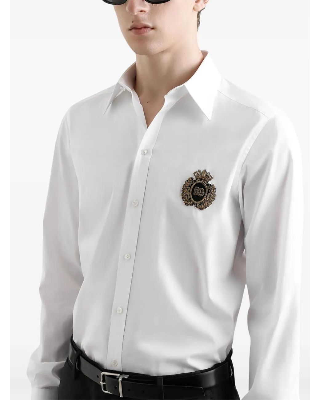 Dolce & Gabbana Hemd Mit Logo-Patch in White für Herren