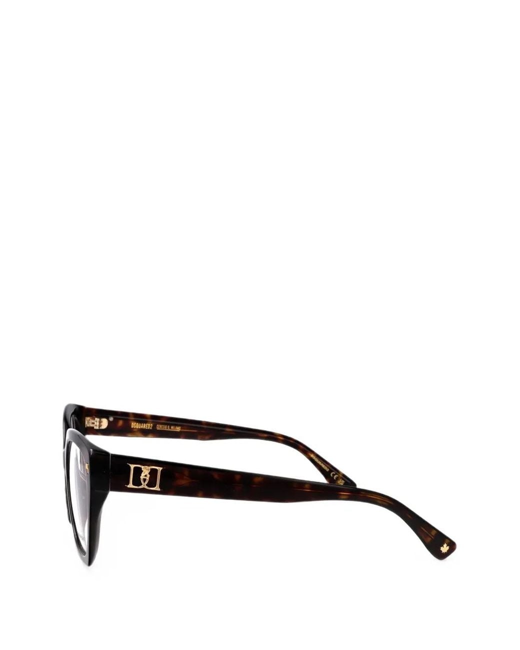 DSquared² Black Tortoiseshell-Effect Cat-Eye Frame Glasses