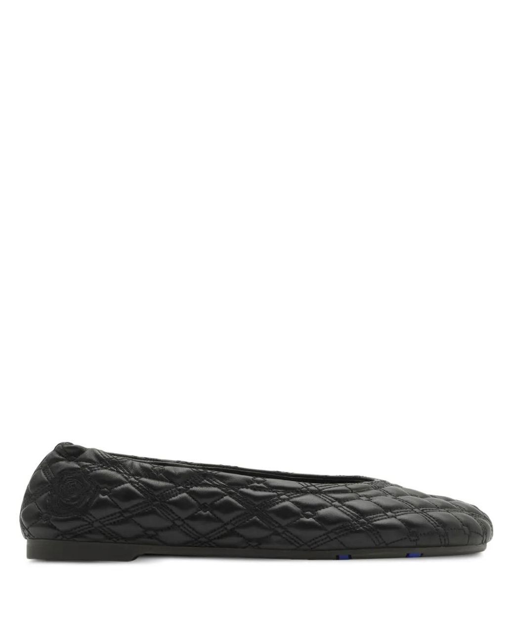 Burberry Black Quilted Flats With Rounded Toe