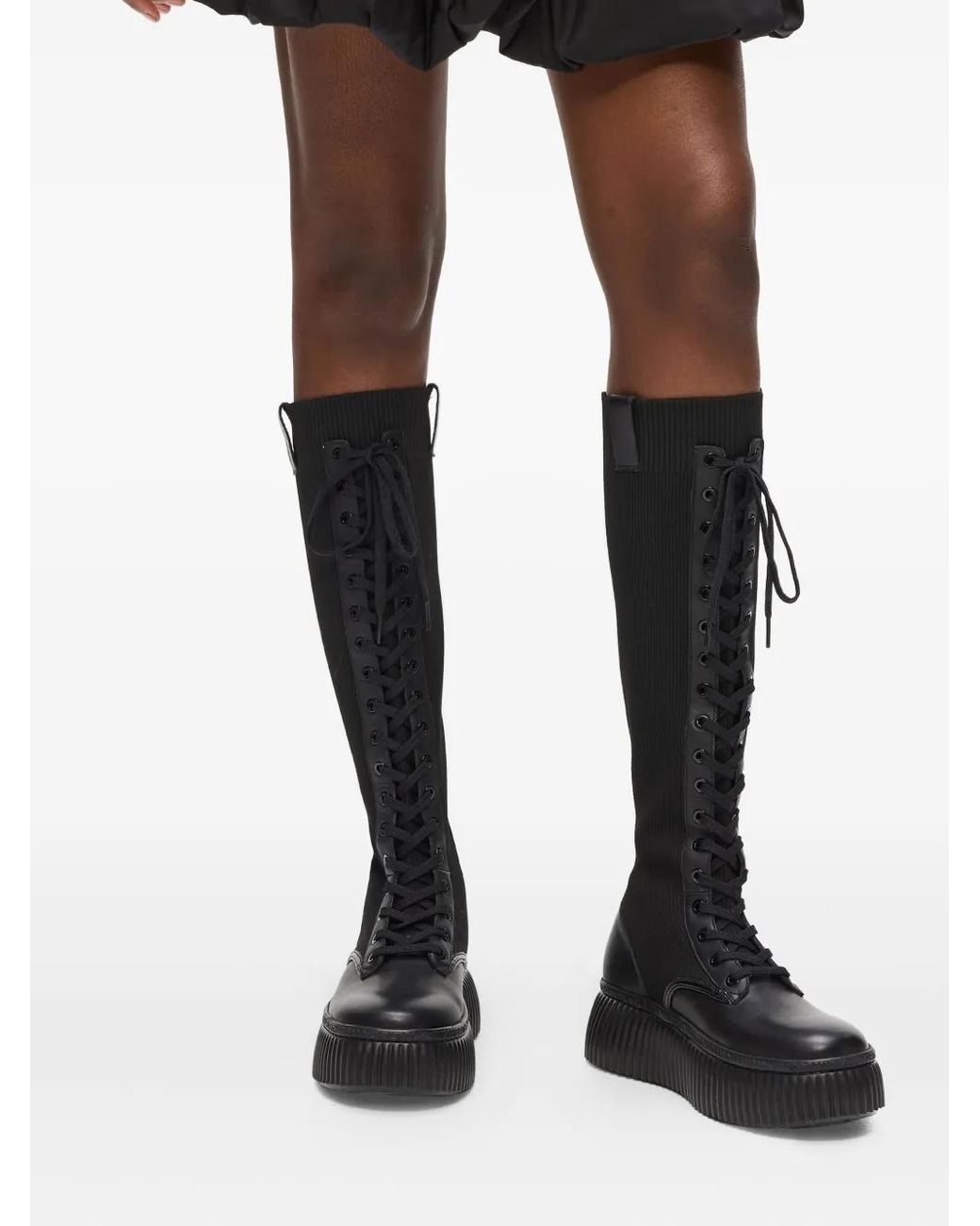 Karl Lagerfeld Black Kreeper Tall Knitted Boots