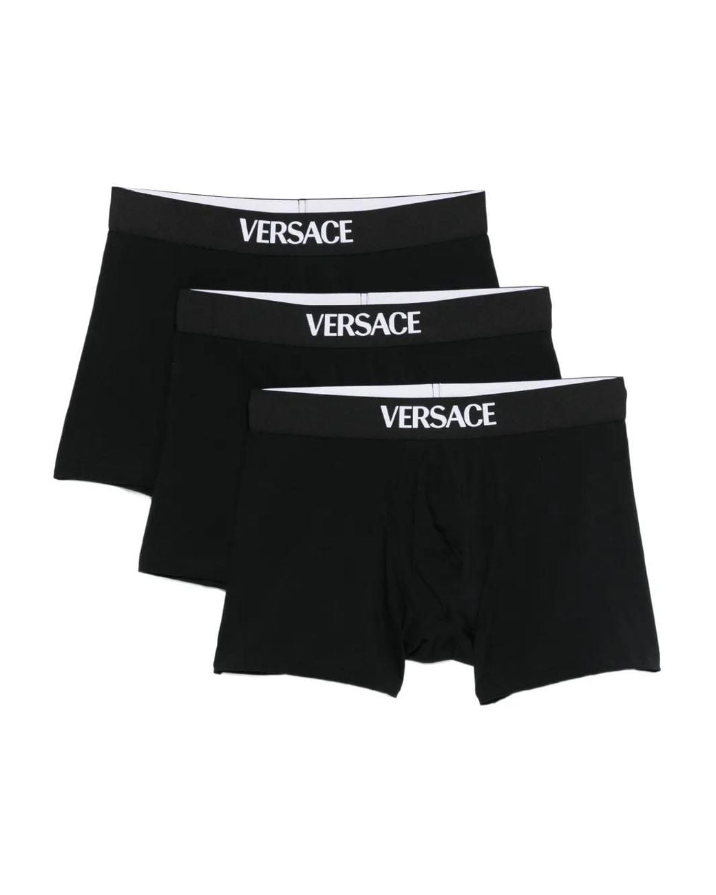 Versace Drie Jersey-Katoenen Boxershorts in het Black voor heren