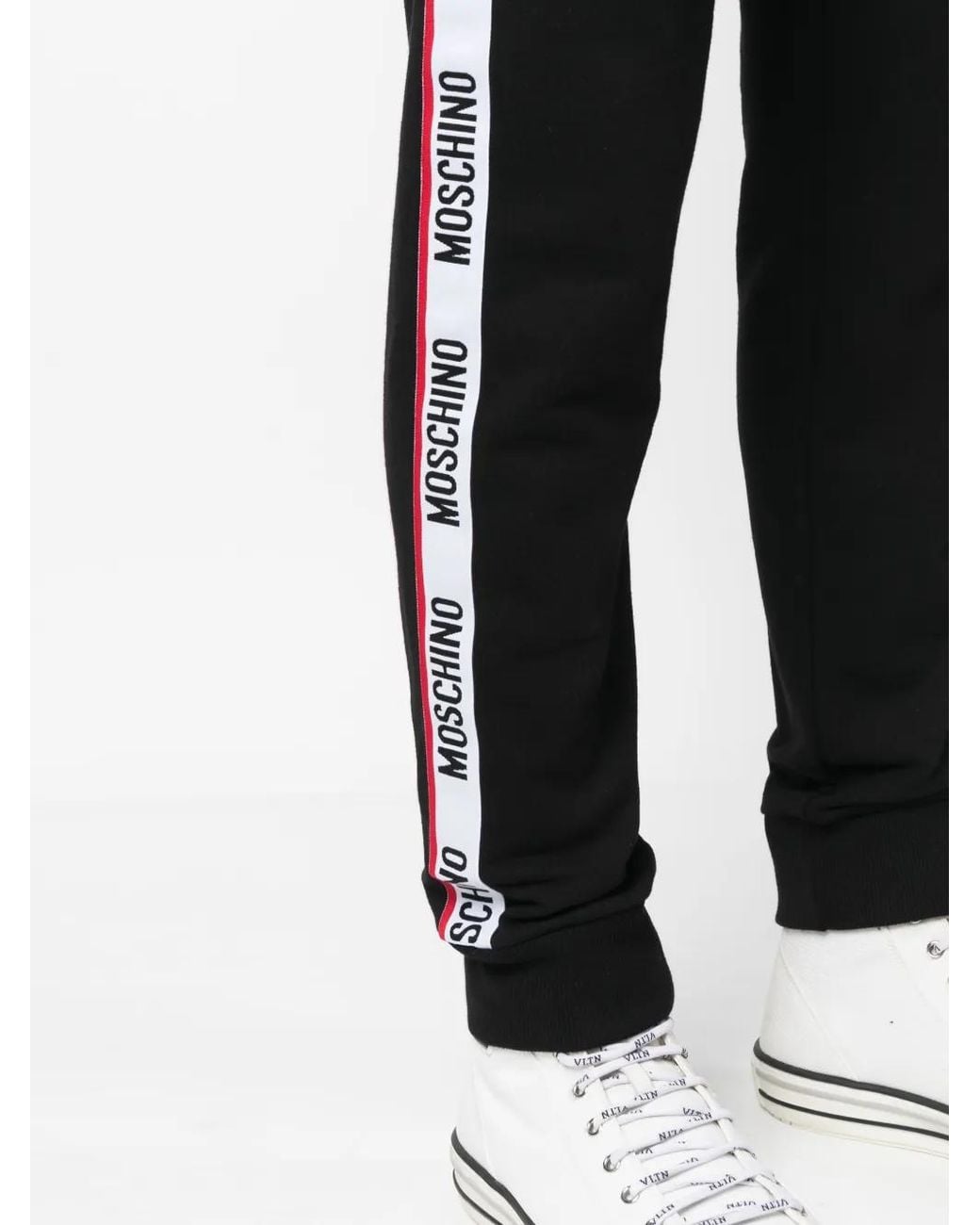 Moschino Black Logo-Tape Loungewear Trousers for men