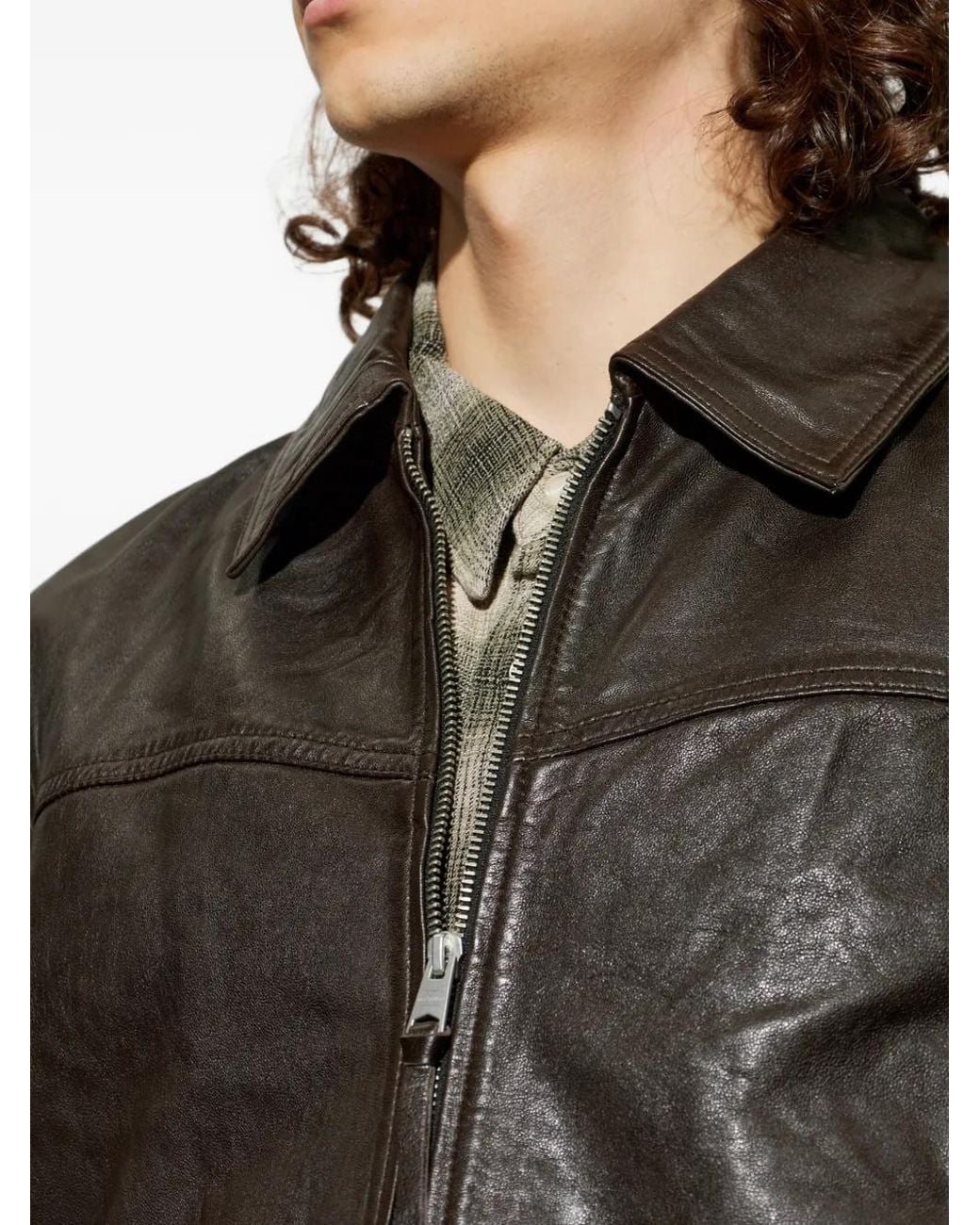 AllSaints Black Tune Lamb-Leather Jacket for men