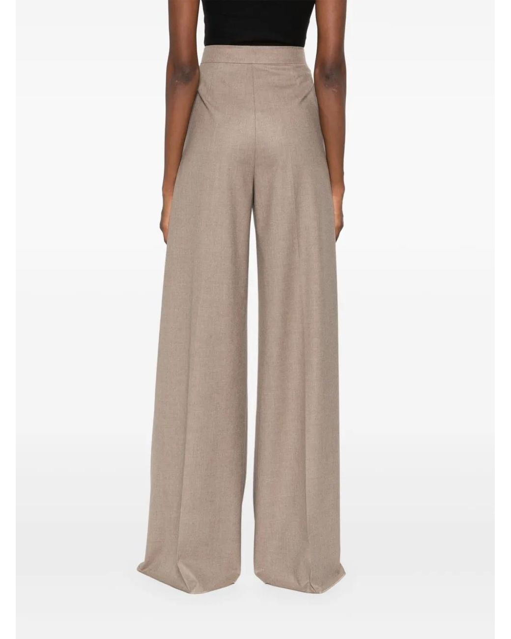 Max Mara Natural Pleated-Front Cashmere Trousers