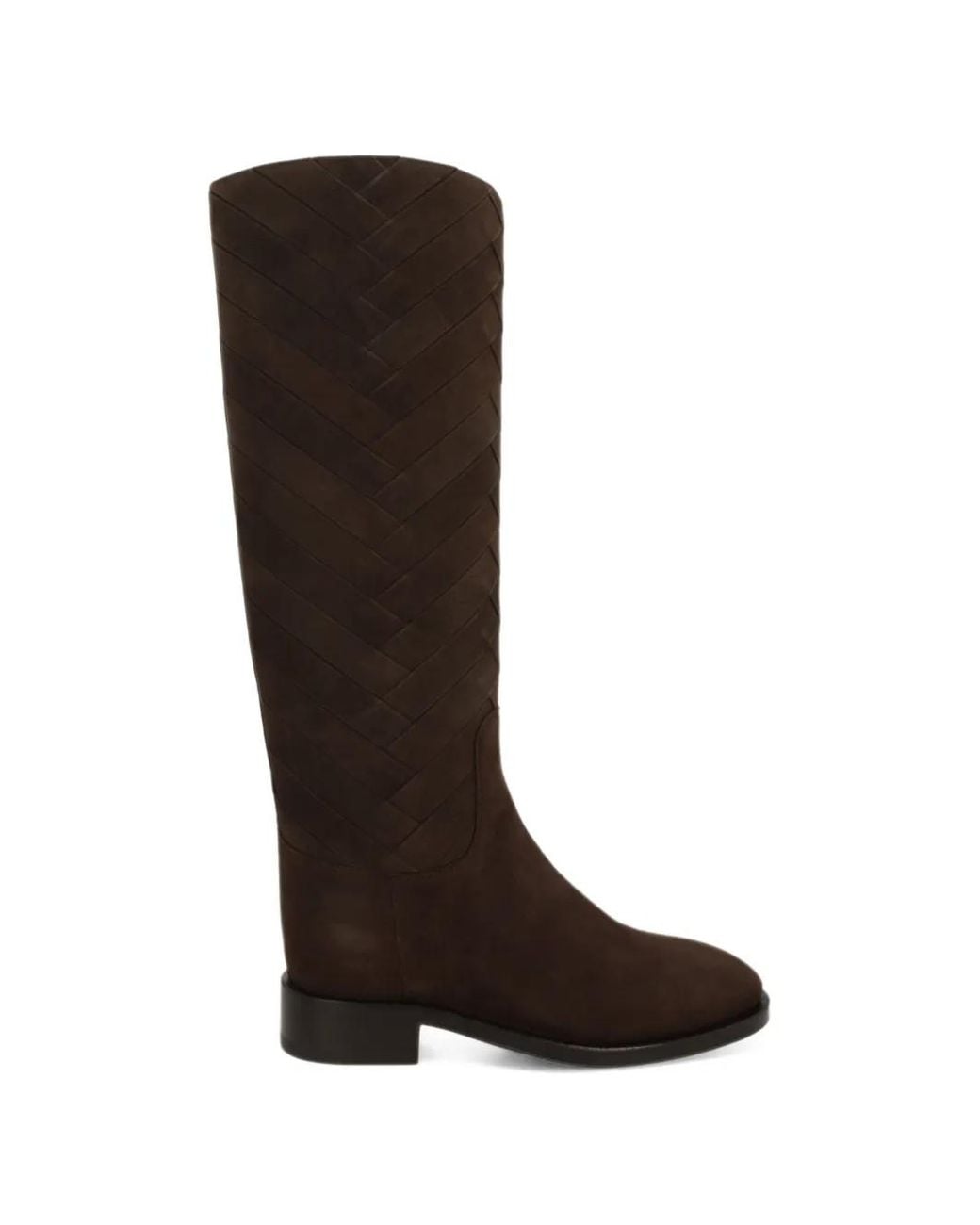 Santoni Black Woven-Panel Knee-High Boots