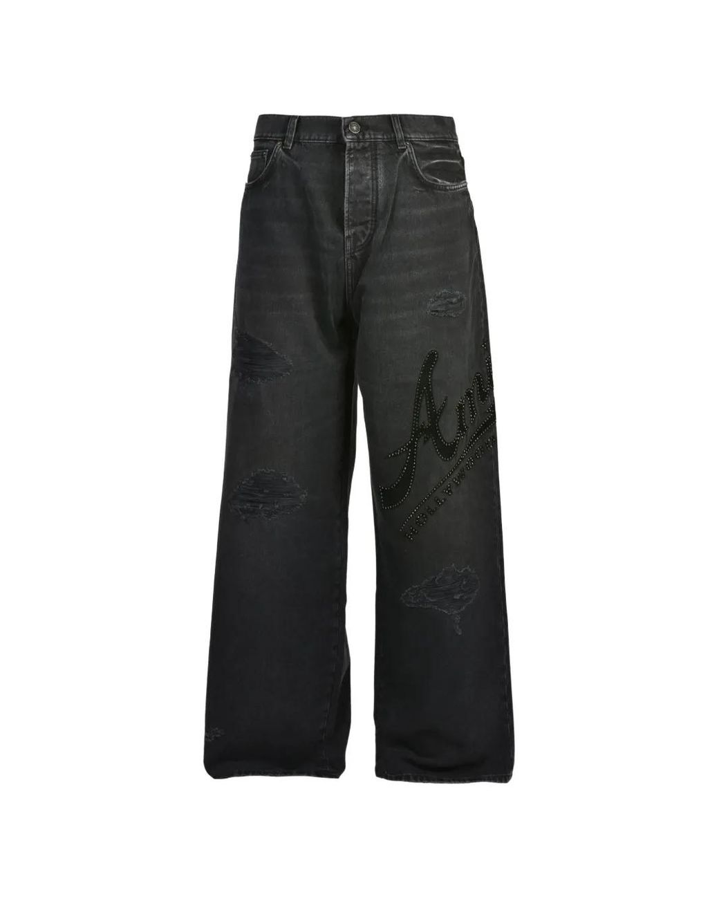 Amiri Black Studded-Embellishment Jeans for men