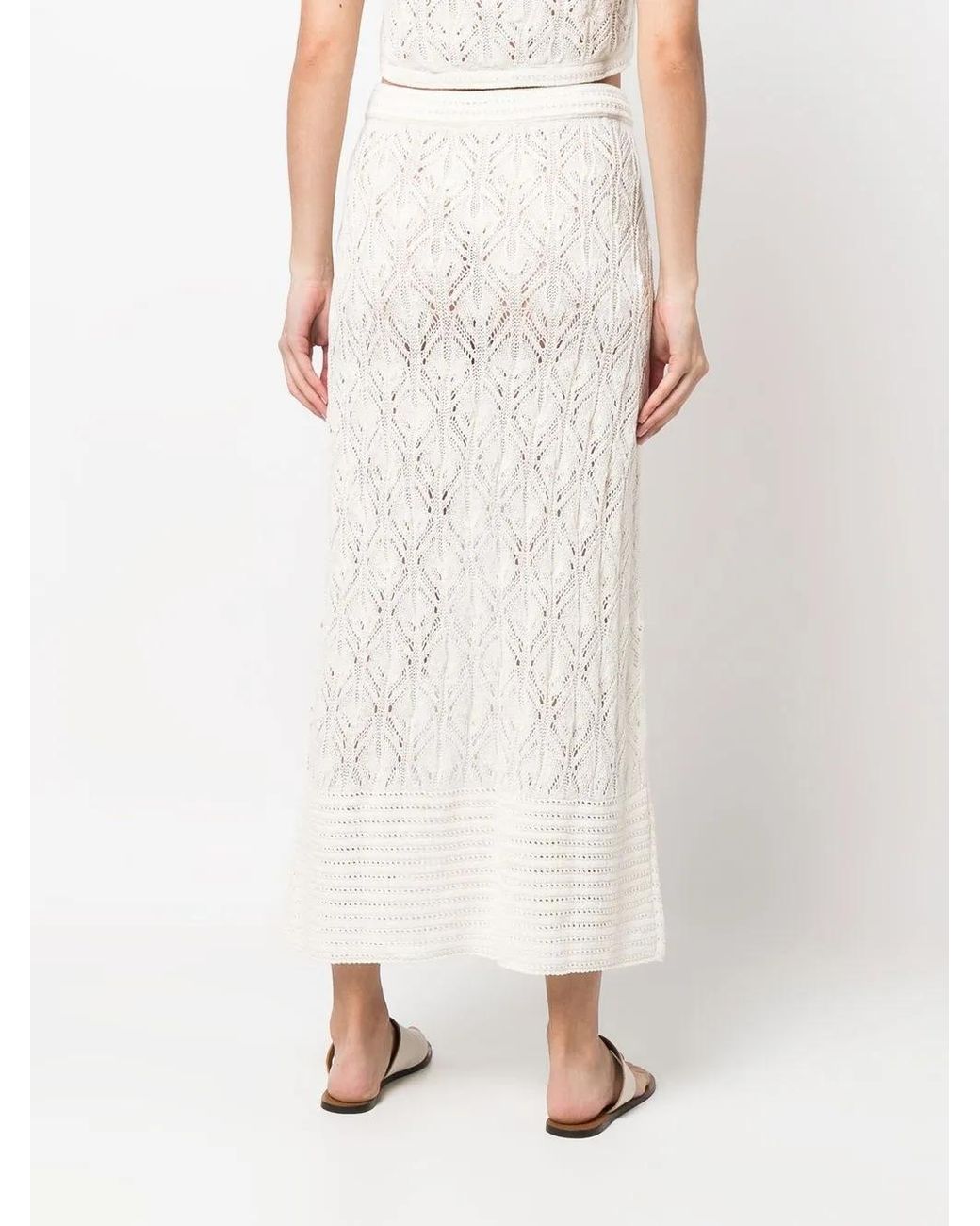 LeKasha White Amon Crochet-Knit Maxi Skirt