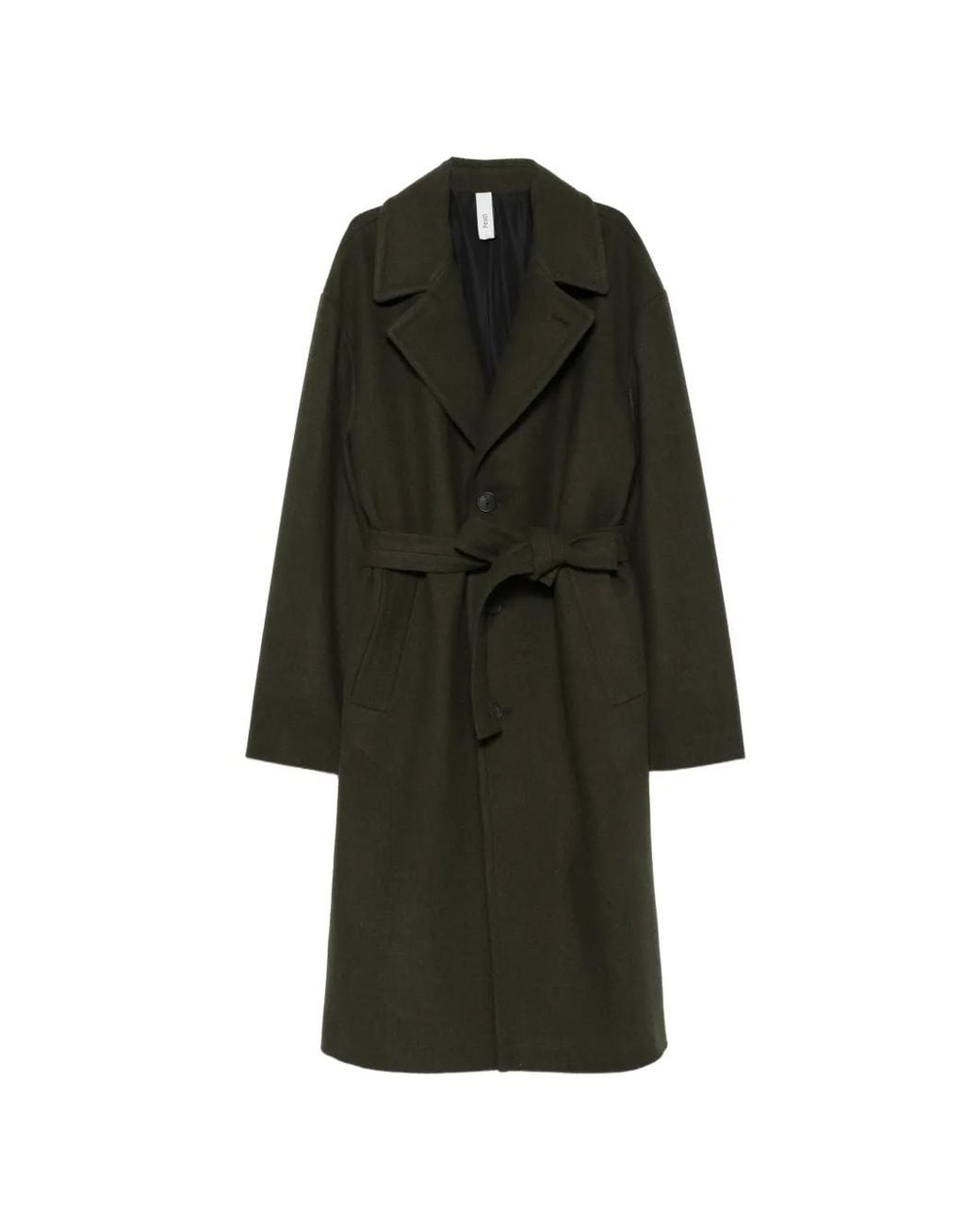 Hevò Green Belted Notch-Lapel Coat for men