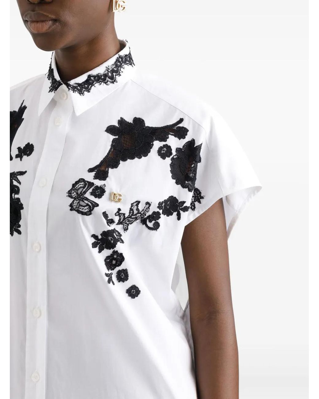 Dolce & Gabbana White Dna Lace-Detail Shirt