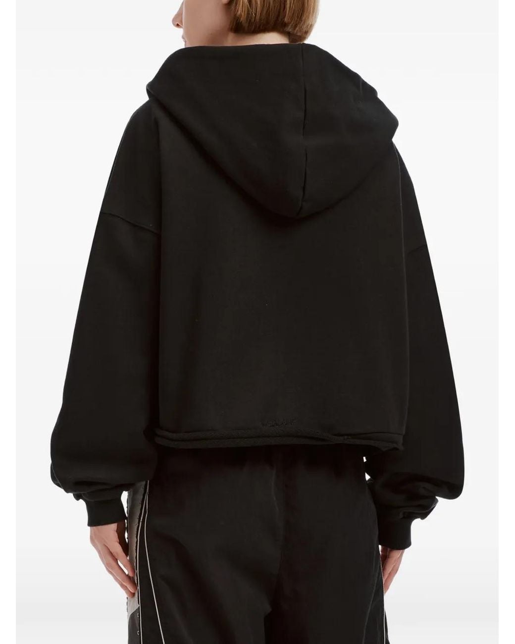 we11done Black Logo-Patch Zip-Up Hoodie