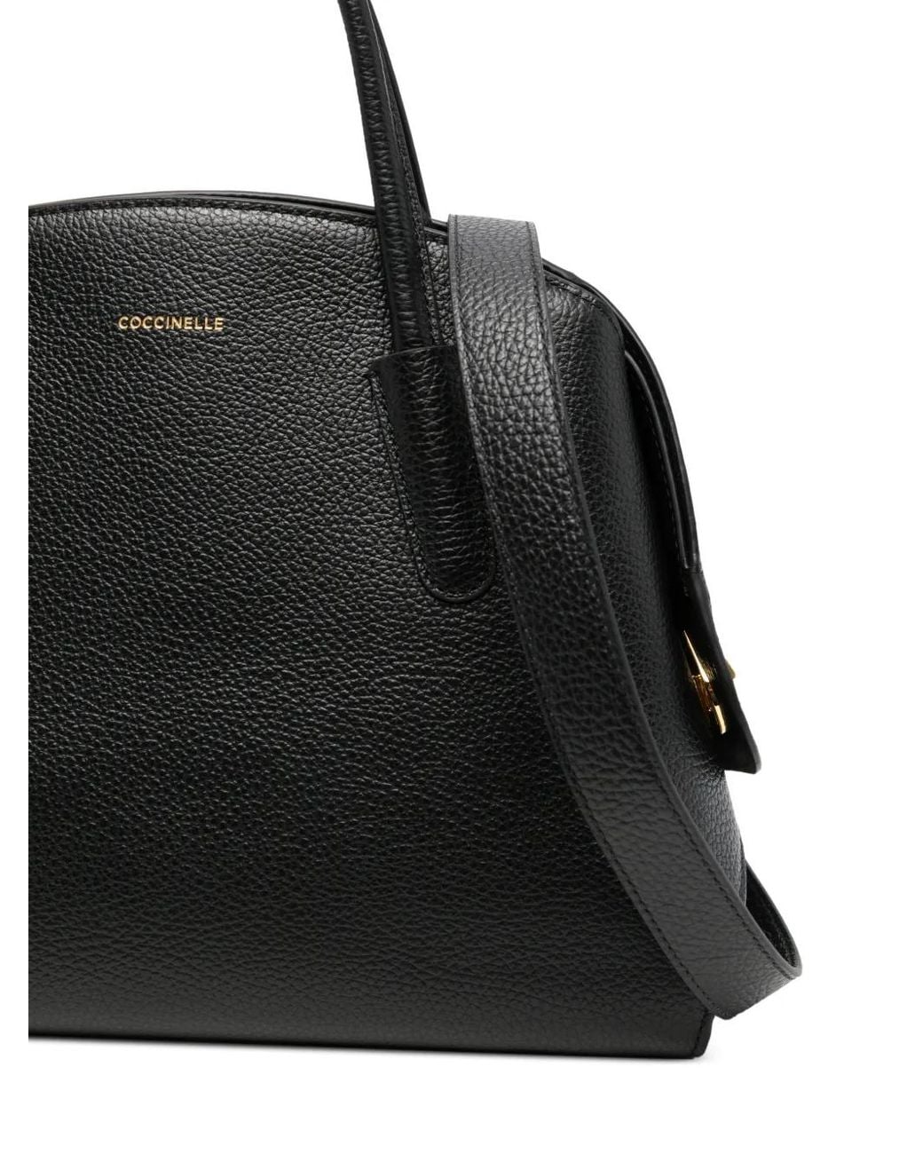 Coccinelle Black Tylde Grained Leather Shoulder Bag