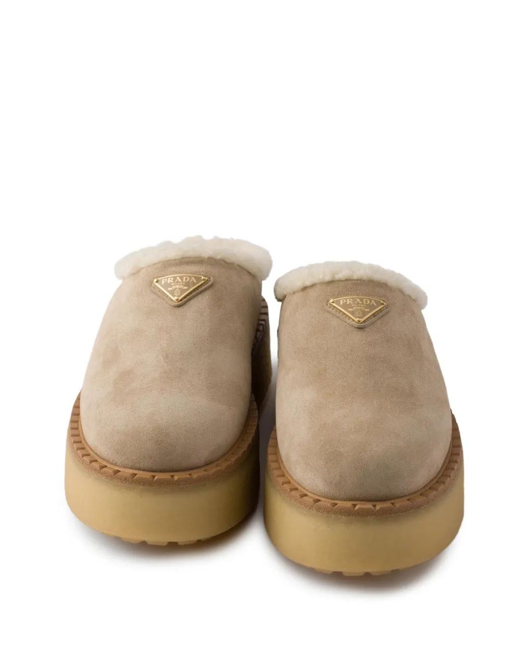 Prada Natural Suede Slippers