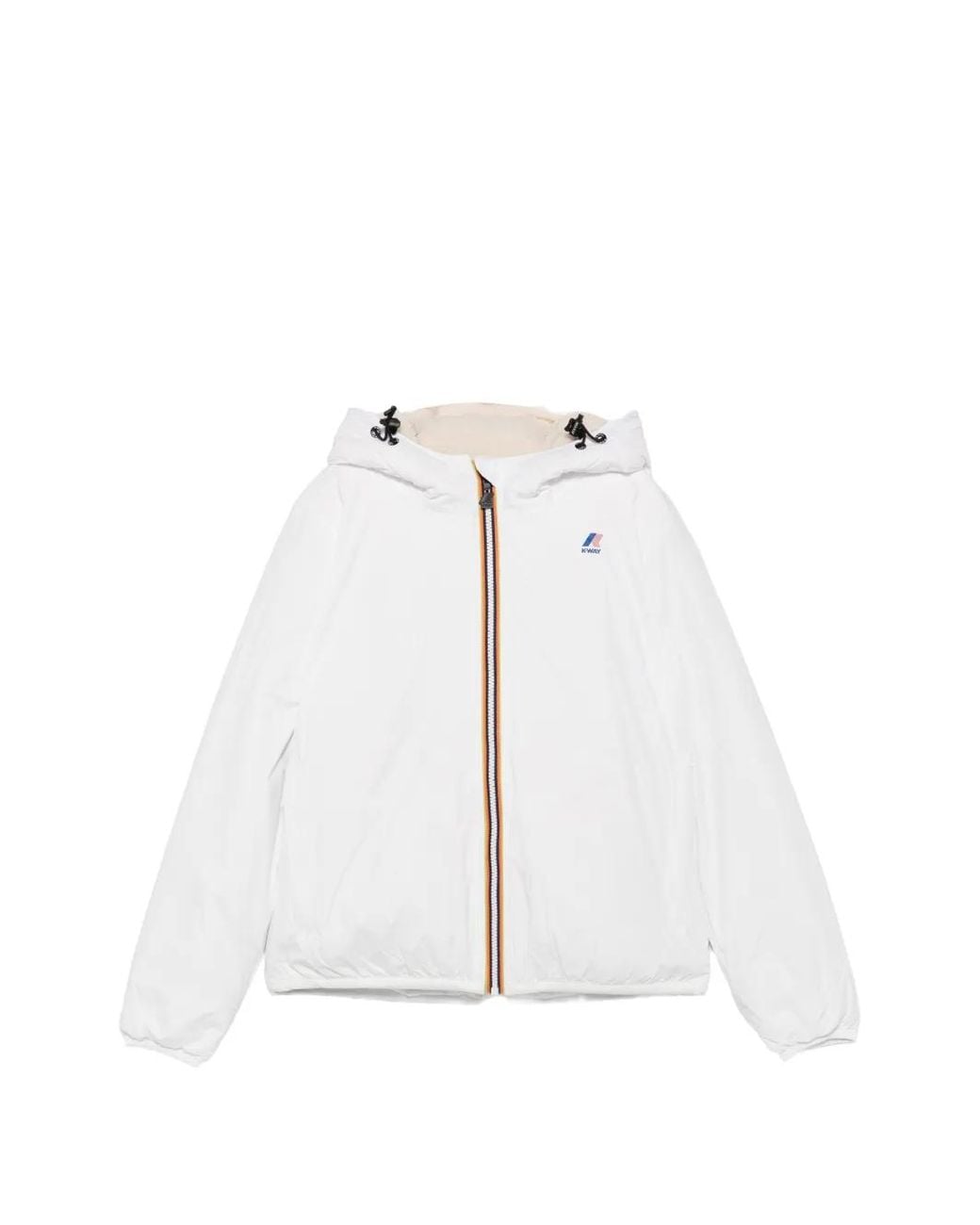 K-Way White Logo-Patch Hooded Jacket