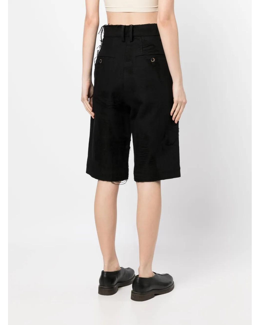 Bermuda À Effet Usé Uma Wang en coloris Black