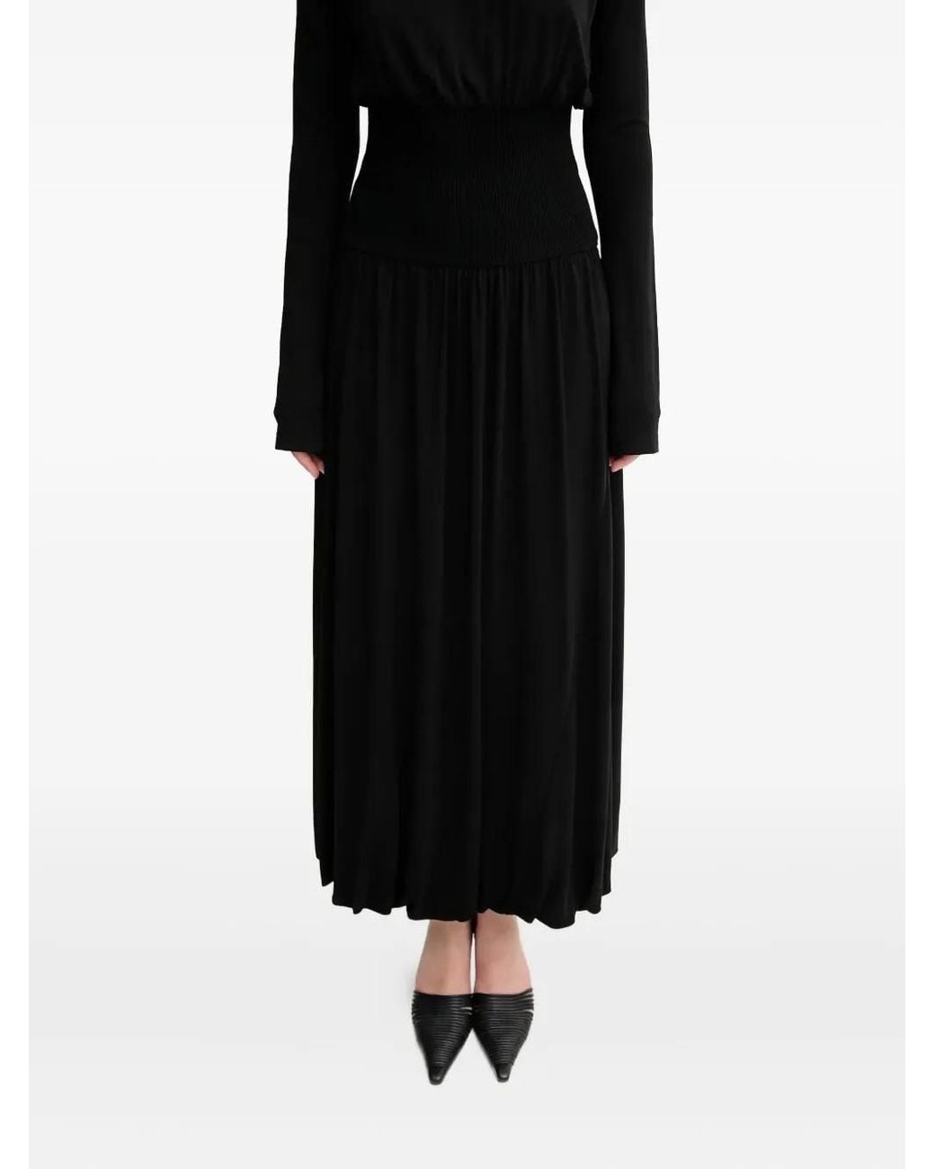 Sportmax Black Long-Sleeve Midi Dress