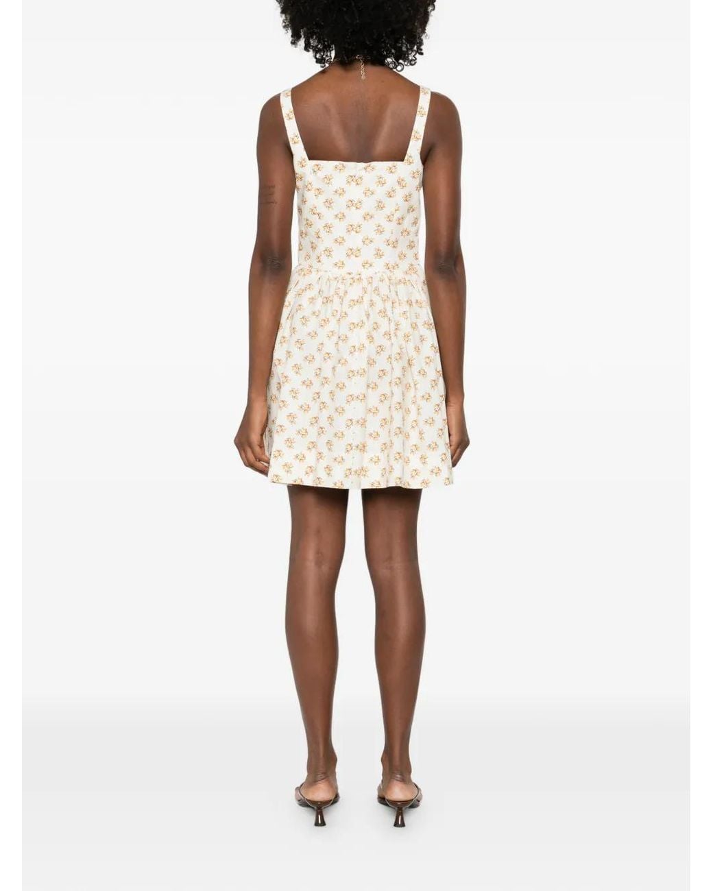 Maje White Short Flared Patterned Dress