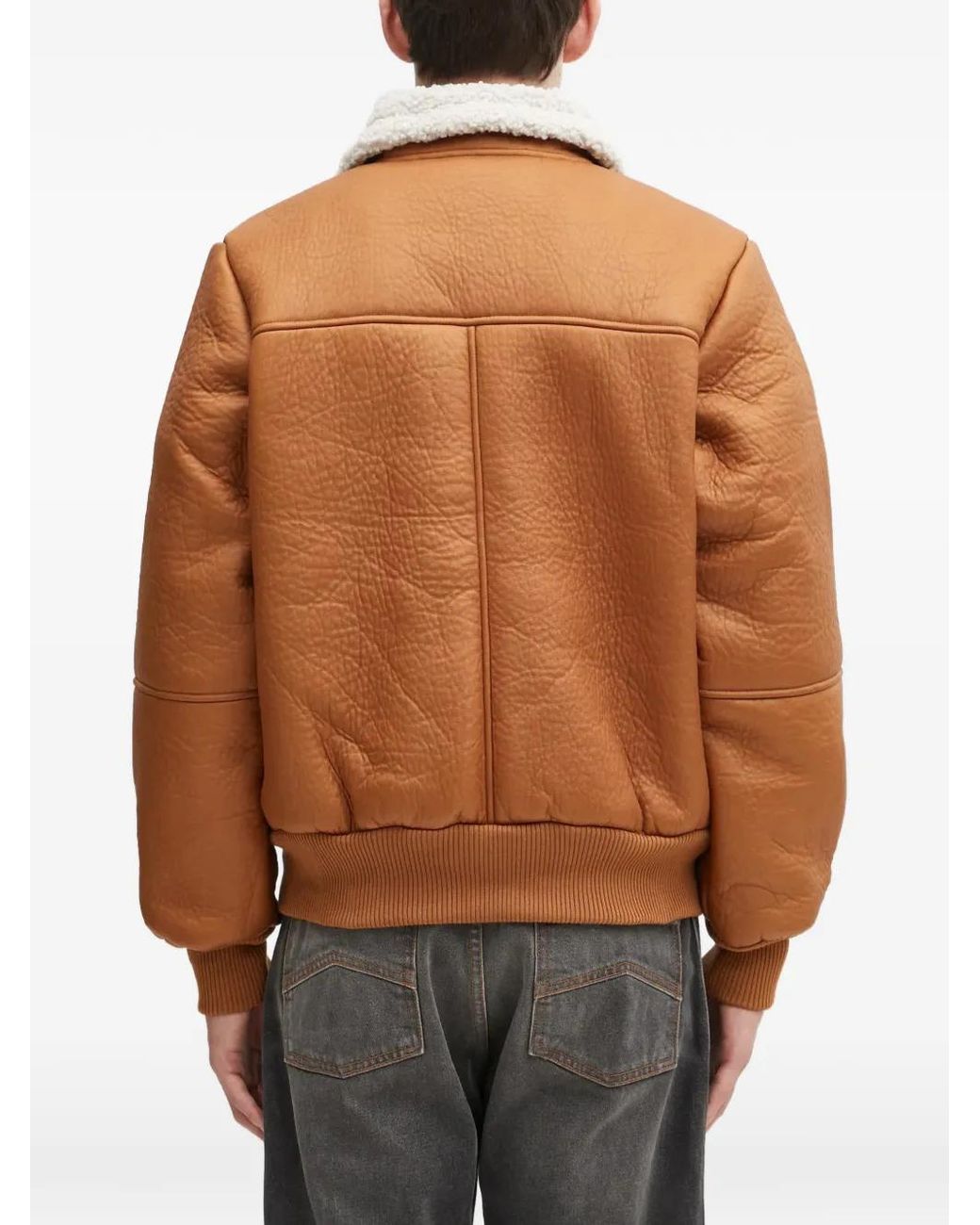 Alpha Industries Brown Full-Zip Shearling-Collar Jacket for men