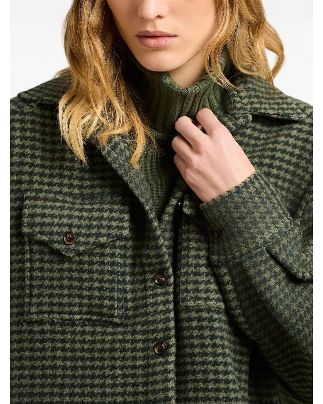 Kiton Green Houndstooth Cashmere Jacket