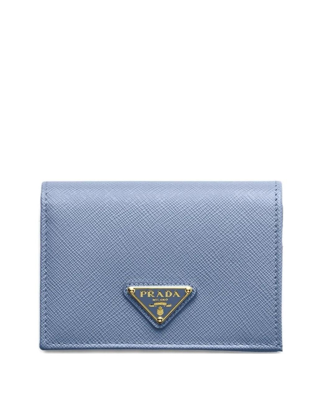 Prada Blue Small Saffiano Leather Wallet