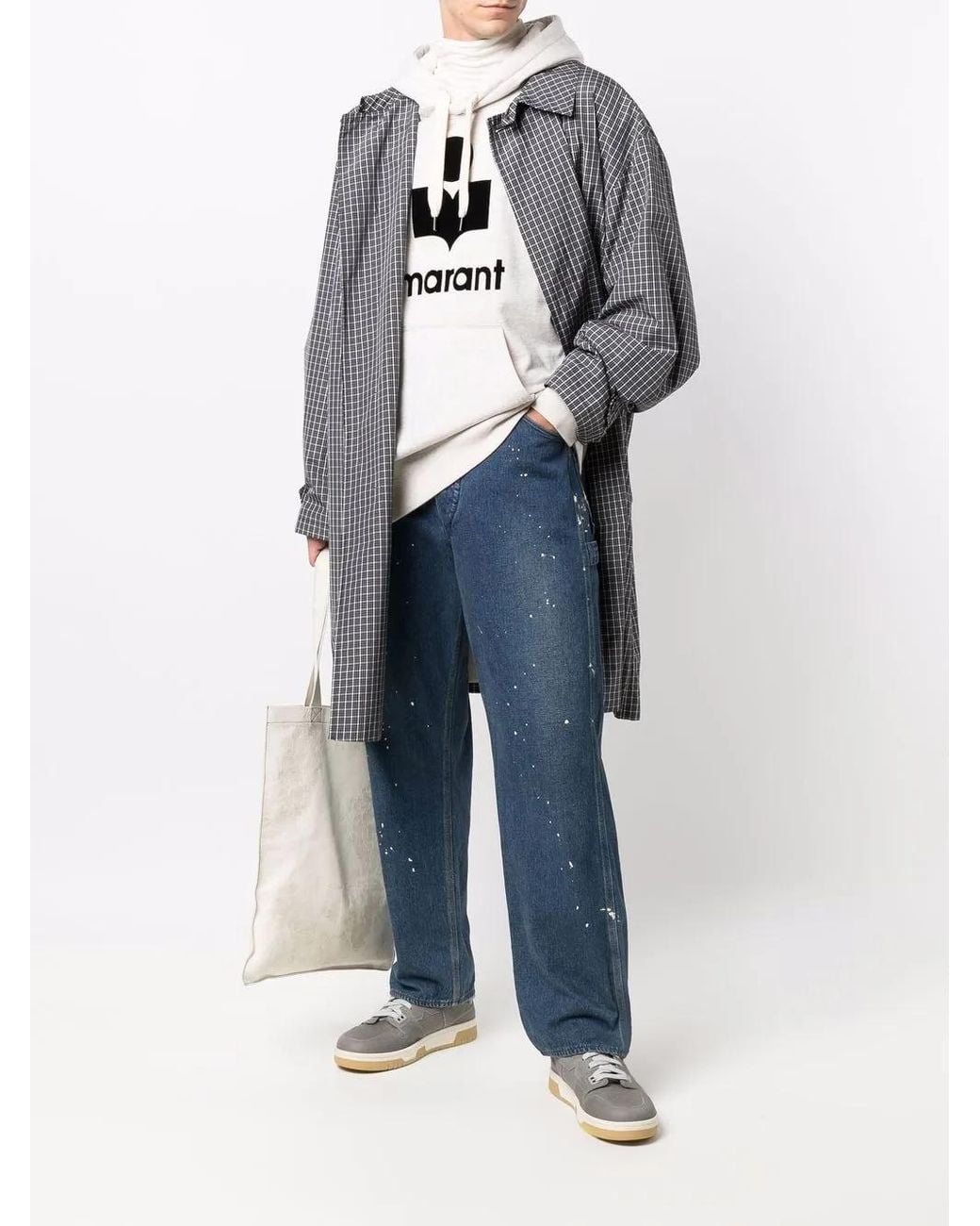 Isabel Marant Natural Miley Flocked-logo Hoodie for men